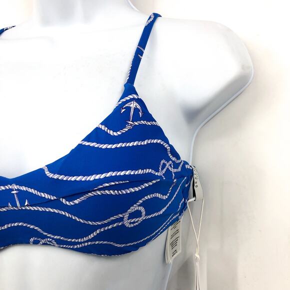 SEAFOLLY Women's Set Sail Cross Back Bralette Bikini Top Size 8 Blue Azure NWT - Picture 5 of 11